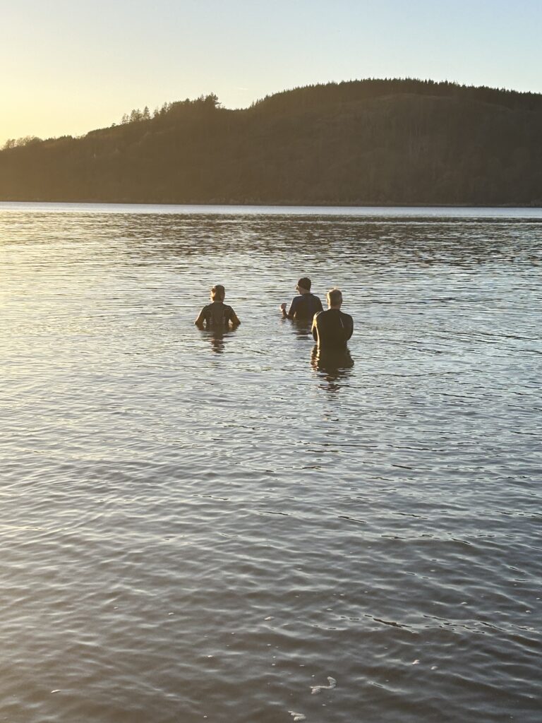 Boxing Day swim on 'Shell beach' Kippford